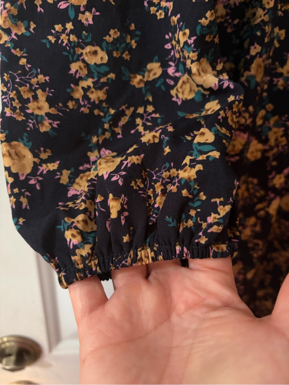 Cupshe navy floral long sleeve v-neck boho fit and flare dress size large NWT - Picture 8 of 14